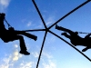 Ashli Bynum, 14, left, and Aisha Bynum, 12,  swing together at  Meadow Brook Elementary on July 22, 2007 in Grand Rapids.