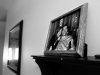 A photograph of Hoffman and Lovell rests on a shelf in their Middleville home. \