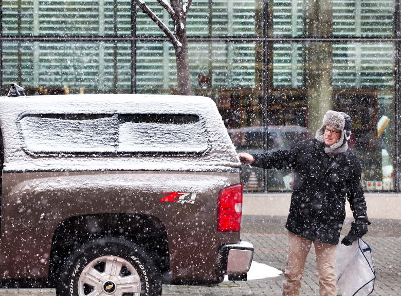 Snow coming down as winter storm hits West Michigan